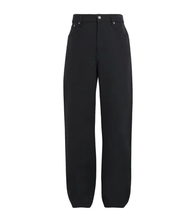 Dries Van Noten Brushed Twill Straight Trousers In Gray