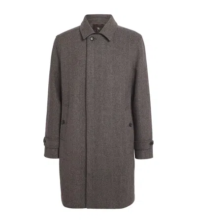 Paige Wool-blend Herringbone Brunetti Overcoat In Gray