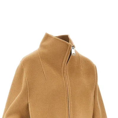 Khaite 'garret' Wool Double Oversized Jacket In Brown