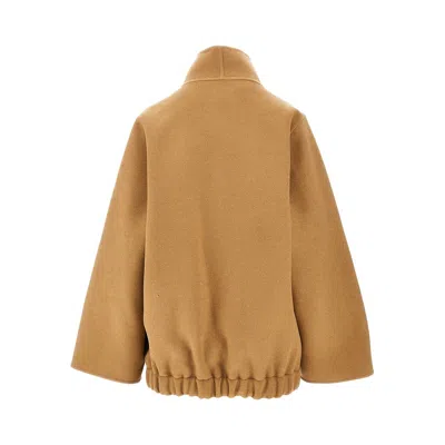 Khaite 'garret' Wool Double Oversized Jacket In Brown