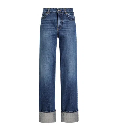 Dolce & Gabbana Cuffed High-rise Jeans In Blue