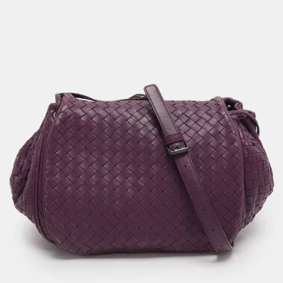 Pre-owned Bottega Veneta Purple Intrecciato Leather Drawstring Crossbody Bag