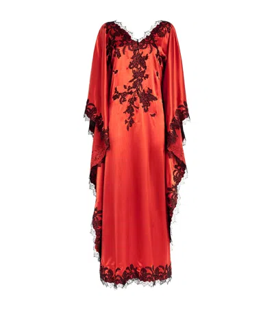 Torlowei Silk Lace Tokoni Kaftan Nightdress In Orange