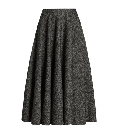 Dolce & Gabbana Midi Circle Skirt In A Dotted Wool Blend Dolce E Gabbana In Black