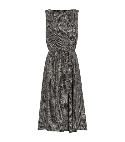 Dolce & Gabbana Wool Herringbone Midi Dress In Gray