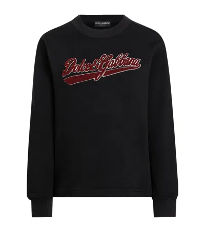 Dolce & Gabbana Cotton Graphic Sweatshirt In Black