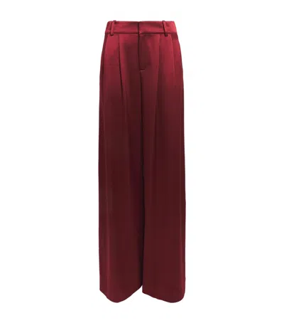 Alice And Olivia Satin Kennedy Wide-leg Trousers In Red