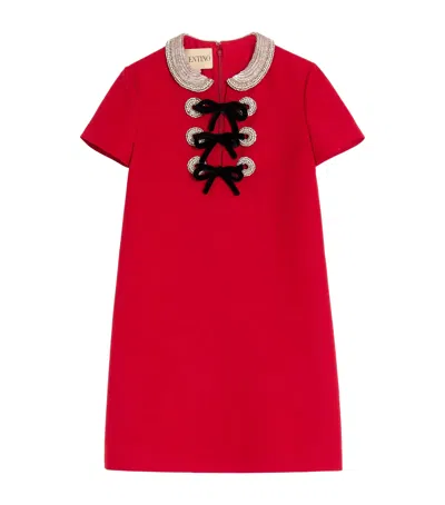 Valentino Embroidered Crepe Couture Short Dress Woman Paris 36 In Red