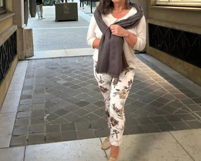 Made In Italy Women's Floral Ember Italian Magic Pants In Cream In Brown