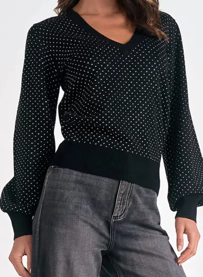 Elan V Neck Sweater In Black In Black