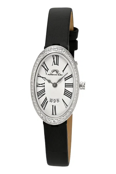 Porsamo Bleu Women's Topaz Eloise Genuine Leather Band Watch 1351aell In Black