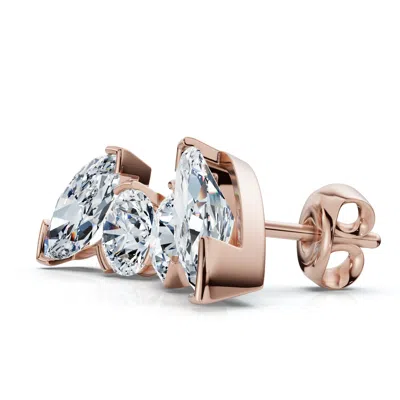 Pompeii3 2ct Toi Et Moi Round & Marquise Diamond Earrings 14k Gold 18" Lab Grown In Gold