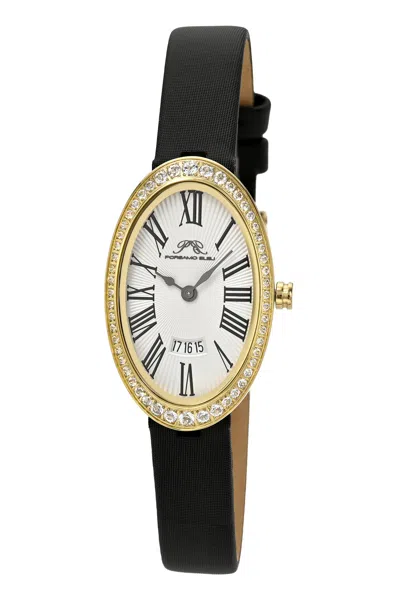 Porsamo Bleu Women's Topaz Eloise Genuine Leather Band Watch 1351bell In Black