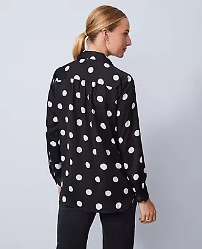 Ann Taylor Dotted Camp Shirt In Black