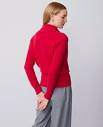Ann Taylor Cashmere Shawl Collar Sweater In Red