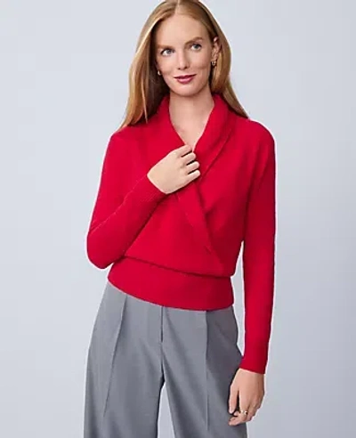 Ann Taylor Cashmere Shawl Collar Sweater In Red
