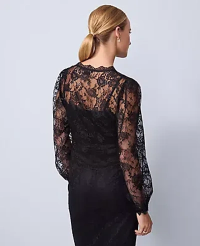 Ann Taylor Scalloped Lace Top In Black