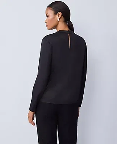 Ann Taylor Asymmetric Satin Top In Black