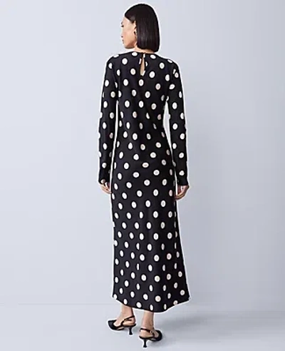 Ann Taylor Dotted Satin Sheath Dress In Black