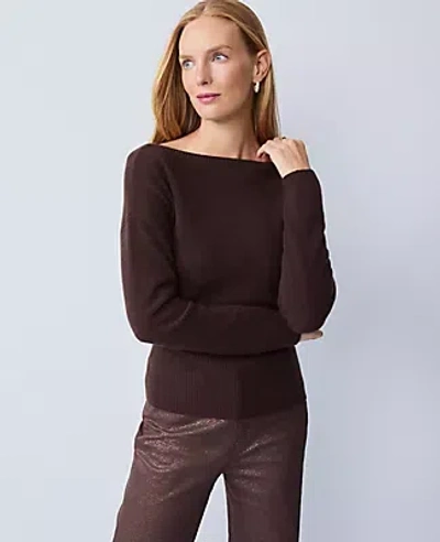 Ann Taylor Cashmere Off-the-shoulder Sweater In Brown