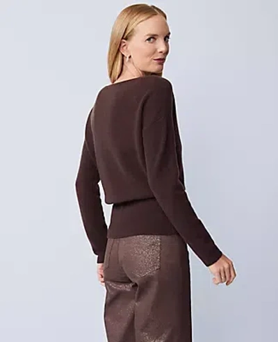 Ann Taylor Cashmere Off-the-shoulder Sweater In Brown