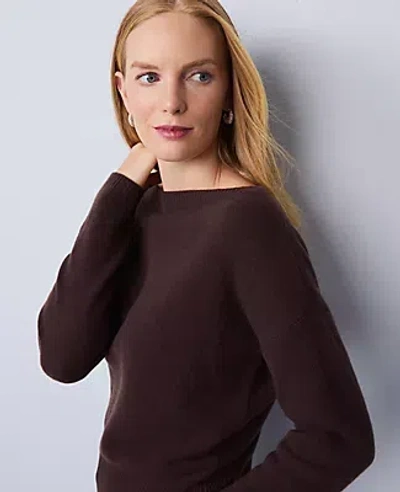 Ann Taylor Cashmere Off-the-shoulder Sweater In Brown