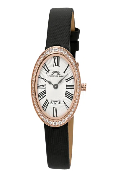 Porsamo Bleu Women's Topaz Eloise Genuine Leather Band Watch 1351cell In Black