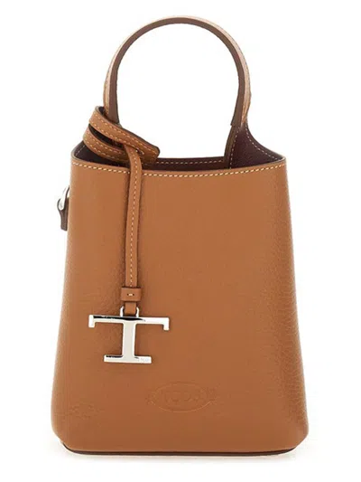 Tod's Micro Calfskin Leather Bag In Brown