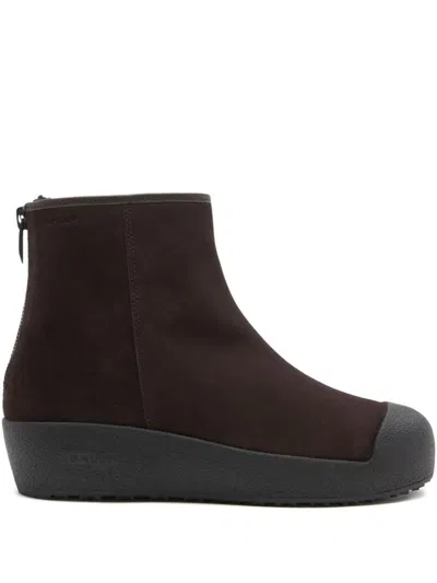 Bally Curling Suede Boots In Brown