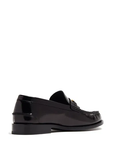 Versace Horsebit-embellished Patent-leather Loafers In Black