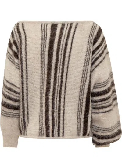 Ba&sh Striped Sweater In Brown