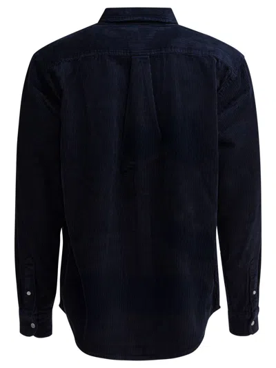 Carhartt Long Sleeve Corduroy Shirt With Button Collar In Blue