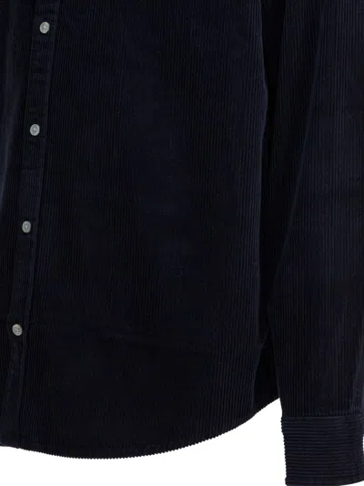 Carhartt Long Sleeve Corduroy Shirt With Button Collar In Blue