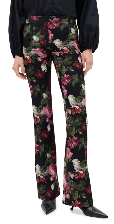 Alice And Olivia Teeny Floral Bootcut Trousers In Multi
