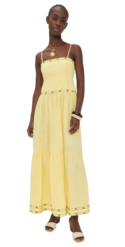 Playa Lucila Embroidered Maxi Dress Butter Yellow In Yellow