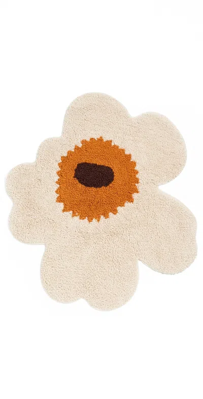Marimekko Unikko Bath Mat Cream/warm Orange In Multi