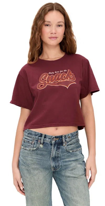State & Lake Only Here For The Snacks T-shirt Burgundy In Red