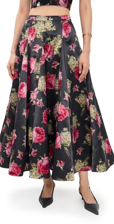Cinq À Sept Baroque Roses Hilda Skirt Obsidian Multi In Black