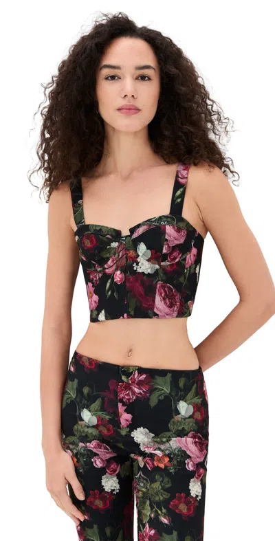 Alice And Olivia Jeanna Bustier Smocked Back Cropped Top Be Still In Black