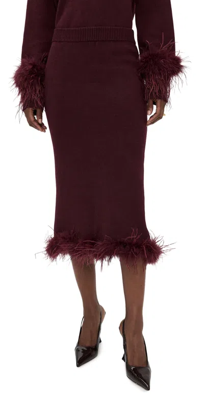 Wayf Bethany Feather Skirt Plum In Burgundy