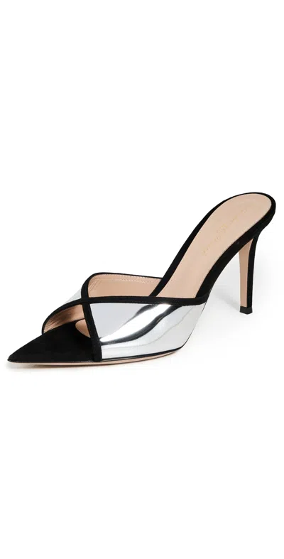 Gianvito Rossi 85mm Shiny Leather And Suede Pointed-toe Mules Sandals In Multi