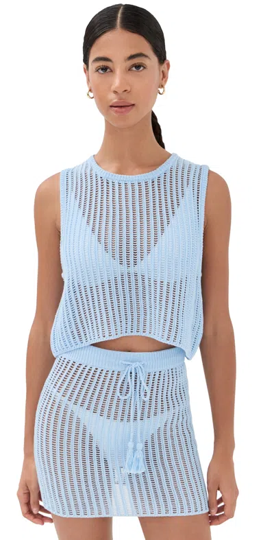 L*space Santer Crochet Cover Up Crop Top In Blue