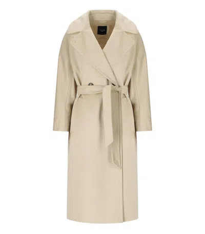 Max Mara Resina Ivory Belted Coat In White