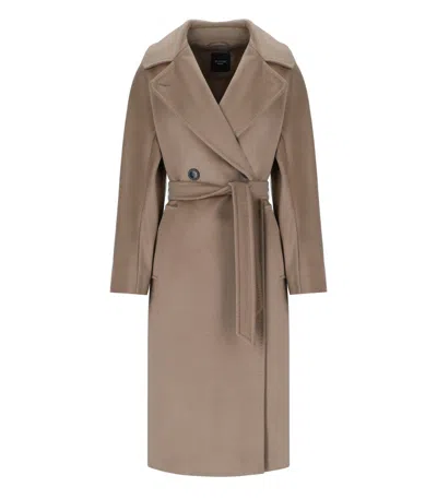 Max Mara Resina Brown Belted Coat In Brown
