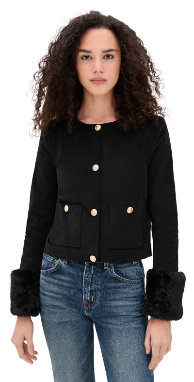 Wayf Fur Trim Jacket Black In Black