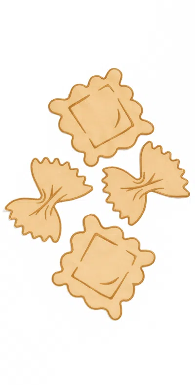 Piecework Puzzles Pasta Cocktail Napkins Blue In Brown