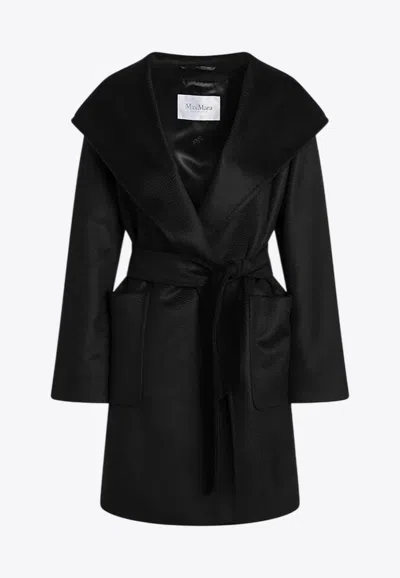 Max Mara Rialto Wool Wrap Coat In Black