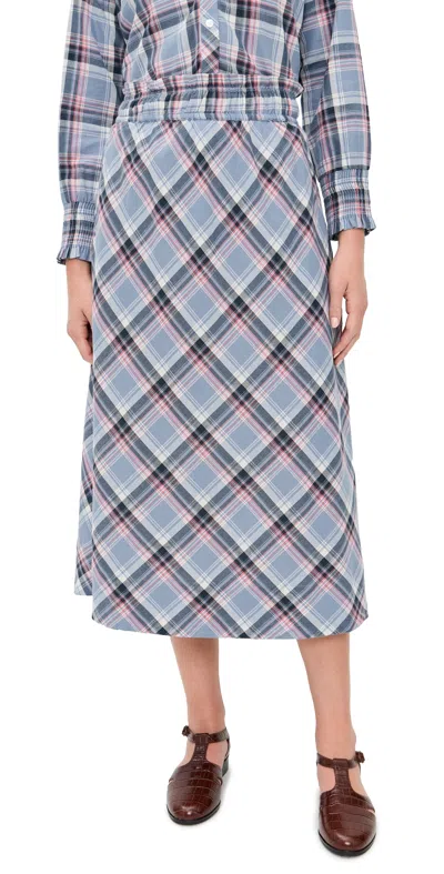 Marea Lydia Skirt Harbor Blue Check In Blue