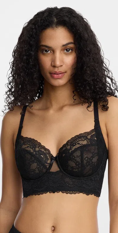 Skarlett Blue Minx Side Support Longline Underwire Bra Black In Black