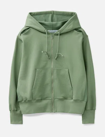 Fffpostalservice Reverse Round Hem Zip Hoodie In Green